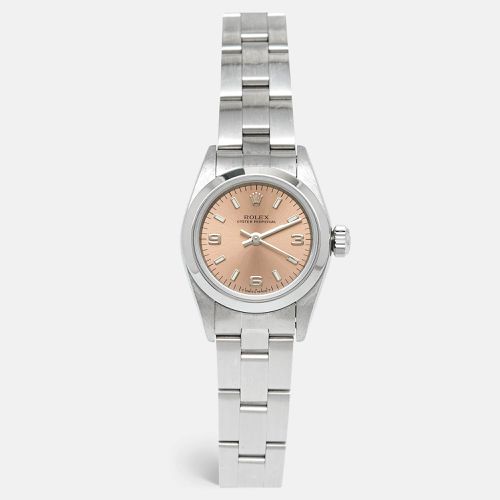 Salmon Stainless Steel Oyster Perpetual 67180 Automatic Women's Wristwatch 25 mm - Rolex - Modalova