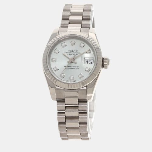 Ice Diamond 18k White Gold Datejust 179179 Automatic Women's Wristwatch 26 mm - Rolex - Modalova