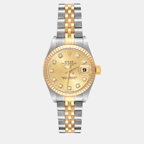 Datejust Steel Yellow Champagne Diamond Dial Ladies Watch 79173 - Rolex - Modalova