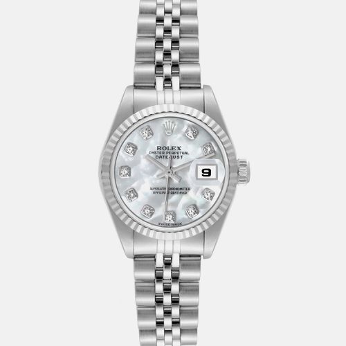 Datejust Steel White Gold Mother of Pearl Diamond Ladies Watch 79174 - Rolex - Modalova