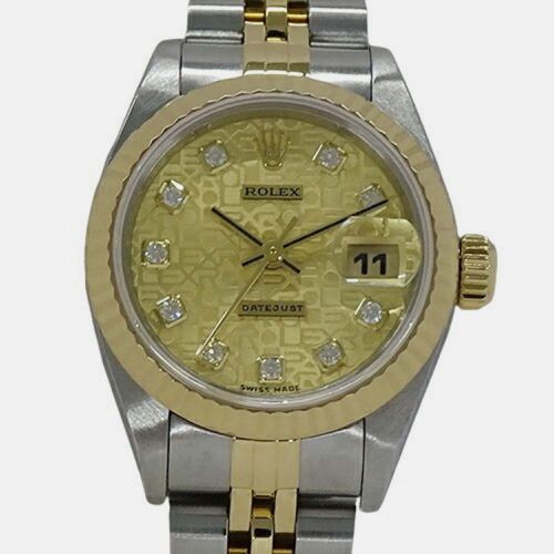 Champagne Diamond 18k Yellow Stainless Steel Datejust Automatic Women's Wristwatch 26 mm - Rolex - Modalova