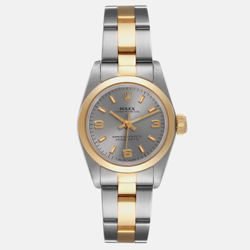 Oyster Perpetual Steel Yellow Gold Slate Dial Ladies Watch 67183 24 mm - Rolex - Modalova