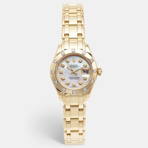 Mother Of Pearl Diamond 18K Yellow Pearlmaster Datejust 69318 Women's Wristwatch 29 mm - Rolex - Modalova