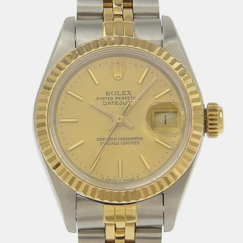 Champagne 18k Yellow Stainless Steel Datejust Automatic Women's Wristwatch 26 mm - Rolex - Modalova