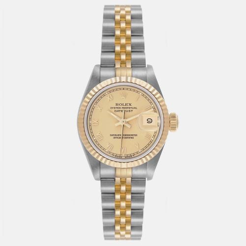 Datejust Steel Yellow Champagne Dial Ladies Watch 26.0 mm - Rolex - Modalova