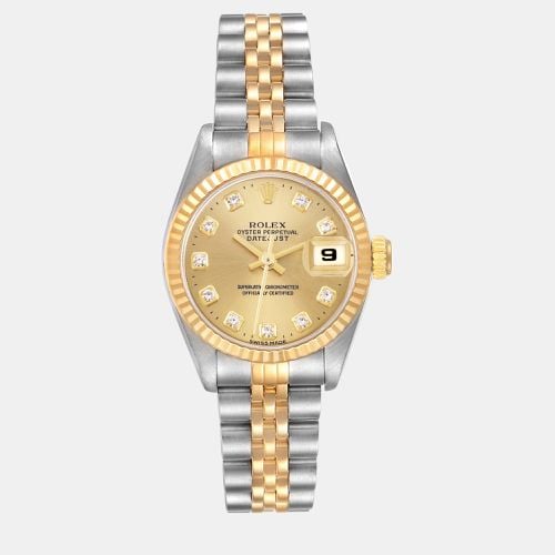 Datejust Steel Yellow Diamond Dial Ladies Watch 69173 - Rolex - Modalova