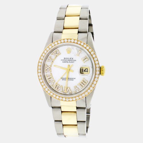 Customised MOP 1.3CT Diamond 18K Yellow Gold Stainless Steel Datejust Automatic Men's Wristwatch 36mm - Rolex - Modalova