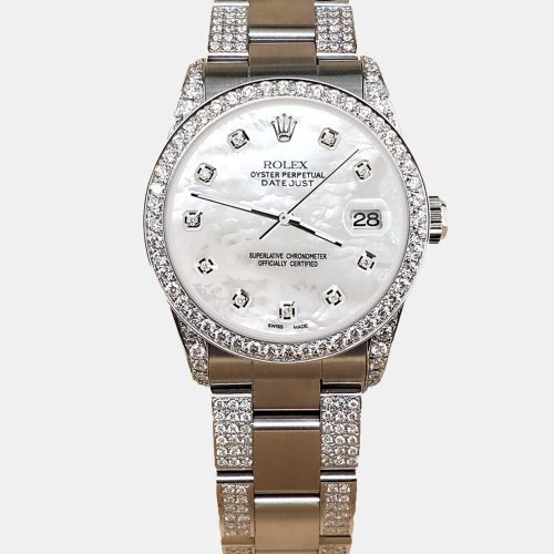 Custom MOP 3.5ct Diamond Stainless Steel Datejust Automatic Women's Wristwatch 31 mm - Rolex - Modalova