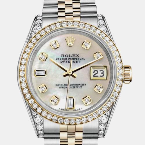 Customised MOP Diamond 18K Yellow Gold Stainless Steel Datejust 69173 Automatic Women's Wristwatch 26mm - Rolex - Modalova