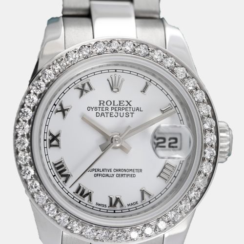 Customised Diamond Stainless Steel Datejust 179160 Automatic Women's Wristwatch 26mm - Rolex - Modalova