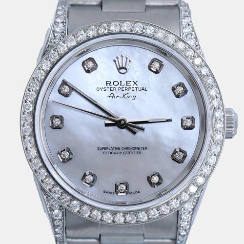 MOP Diamond Stainless Steel Air-King 14000 Automatic Women's Wristwatch 34 mm - Rolex - Modalova