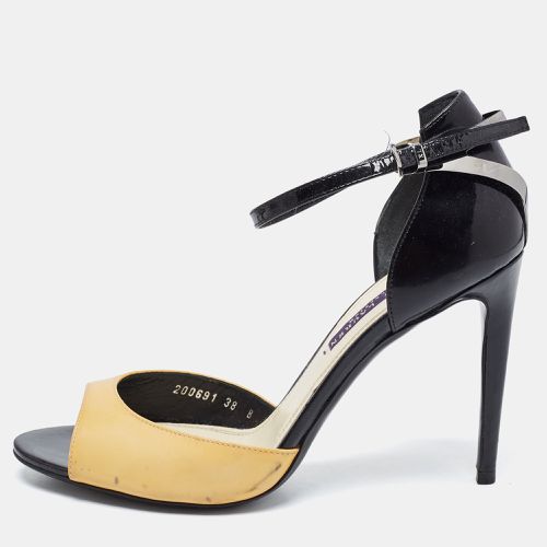 Black/ Patent Leather Peep Toe Sandals Size 38 - Ralph Lauren Collection - Modalova