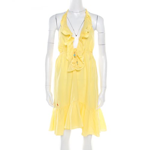 Crinkled Cotton Ruffled Halter Sundress M - Ralph Lauren - Modalova