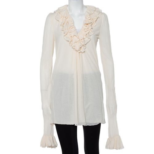 Cotton Long Sleeve Ruffled Tunic M - Ralph Lauren - Modalova