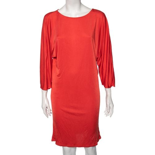 Coral Silk Scoop Neck Detail Shift Dress M - Ralph Lauren - Modalova