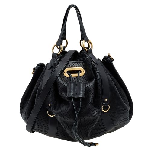 Perforated Leather Drawstring Hobo - Ralph Lauren - Modalova