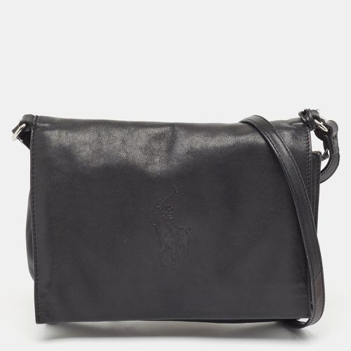 Leather Logo Embossed Flap Messenger Bag - Ralph Lauren - Modalova