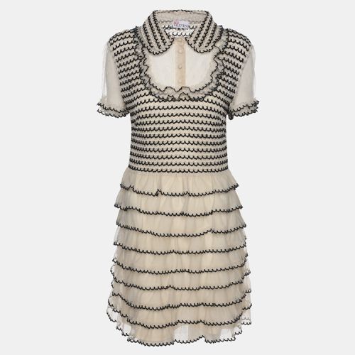 Cream/Black Lace Knit Mini Dress M - RED Valentino - Modalova