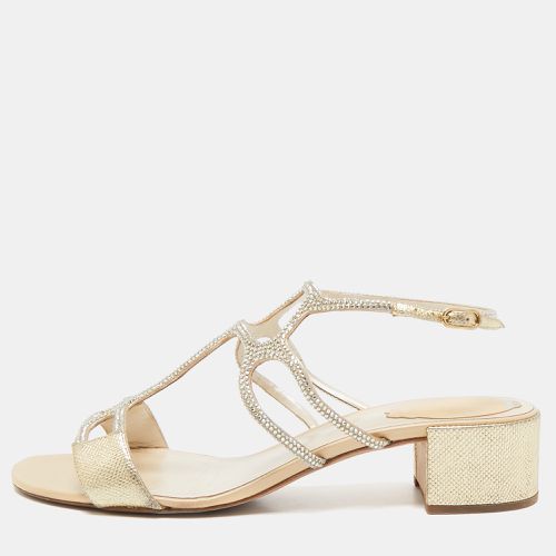 René Caovilla Leather Crystal Embellished Slingback Sandals Size 40 - René Caovilla - Modalova