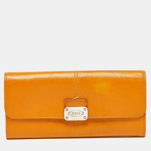 Mustard Leather Plaque Logo Continental Flap Wallet - Tod's - Modalova