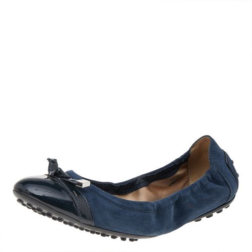 Suede And Patent Leather Trim Toe Cap Scrunch Ballet Flats Size 36.5 - Tod's - Modalova