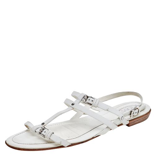 Leather Strappy Flat Sandals Size 38.5 - Tod's - Modalova