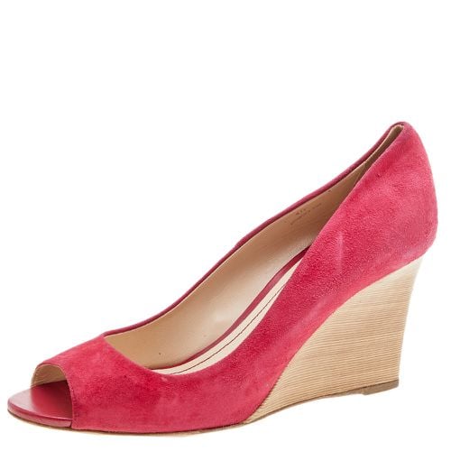 Crimson Suede Peep Toe Wedge Pumps Size 40 - Tod's - Modalova