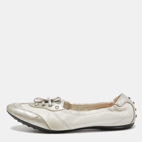 Silver Leather Gomma Lace Up Ballet Flats Size 40.5 - Tod's - Modalova