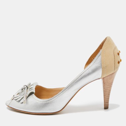 Beige Leather and Suede Peep Toe Dosary Pumps Size 37 - Tod's - Modalova