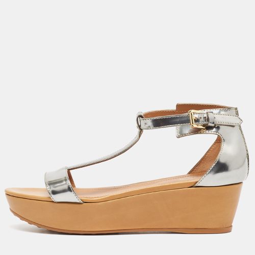 Sliver Leather Wedge Ankle Strap Sandals Size 39 - Tod's - Modalova