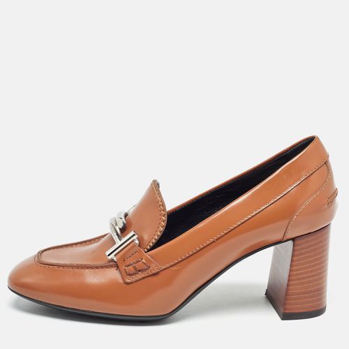 Leather Block Heel Loafer Pumps Size 37 - Tod's - Modalova