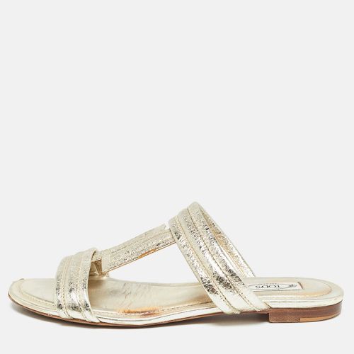 Textured Leather Double T Strap Flat Slides Size 38 - Tod's - Modalova