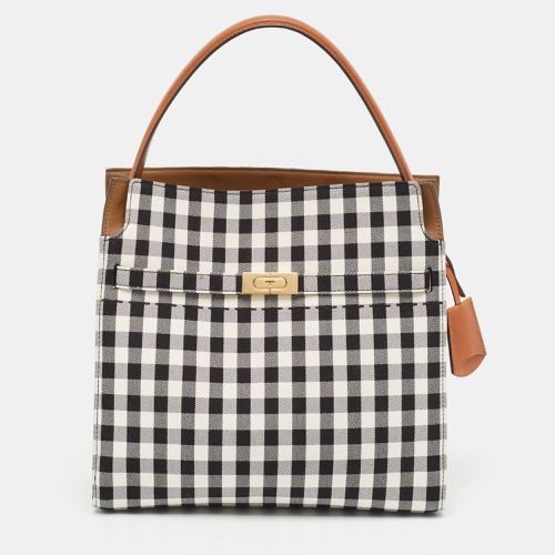 White Checkered Canvas Lee Radziwill Top Handle Bag - Tory Burch - Modalova