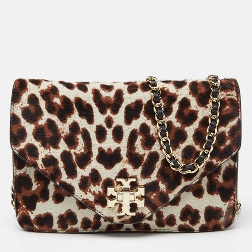 Black Printed Fur and Leather Kira Envelope Flap Chain Bag - Tory Burch - Modalova