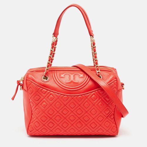 Red Quilted Leather Fleming Duffel Bag - Tory Burch - Modalova