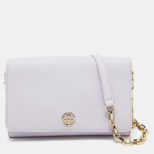 Light Lilac Saffiano Leather Robinson Wallet On Chain - Tory Burch - Modalova