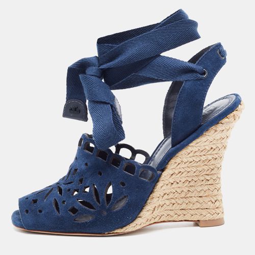 Laser Cut Suede Ankle Tie Wedge Sandals Size 36.5 - Tory Burch - Modalova