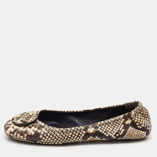 Beige/ Python Embossed Leather Ballet Flats Size 39.5 - Tory Burch - Modalova