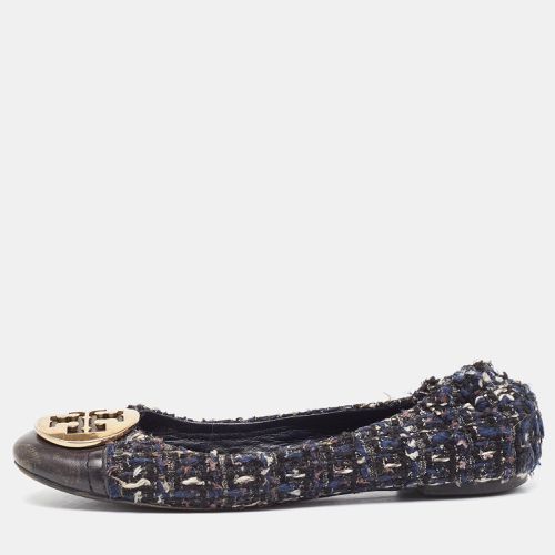 Navy Blue Leather And Tweed Cap Toe Ballet Flats Size 37.5 - Tory Burch - Modalova