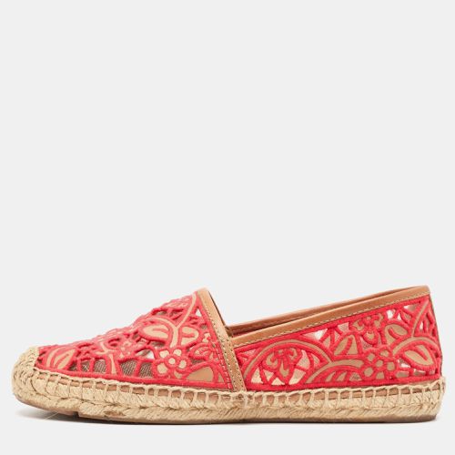 Brown Lace and Leather Lucia Espadrille Flats Size 37.5 - Tory Burch - Modalova