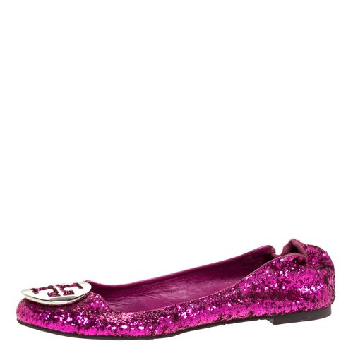 Metallic Coarse Glitter Fabric Minnie Ballet Flats Size 38 - Tory Burch - Modalova