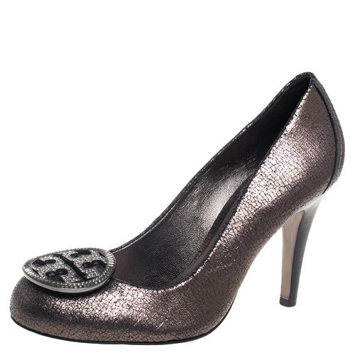 Metallic Leather Embellished Logo Pumps Size 38.5 - Tory Burch - Modalova