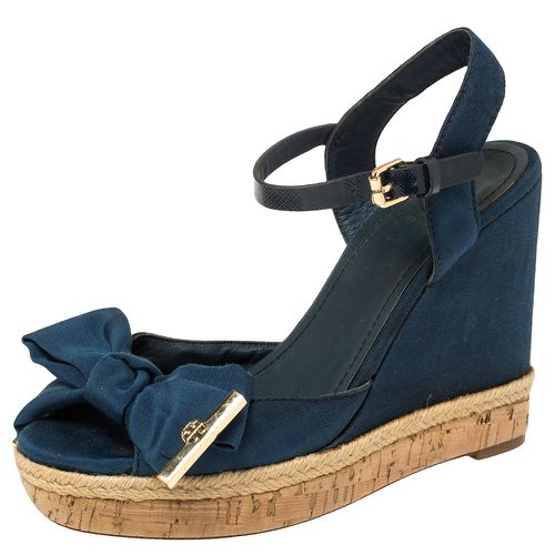 Fabric And Leather Espadrille Wedge Ankle Strap Sandals Size 37 - Tory Burch - Modalova