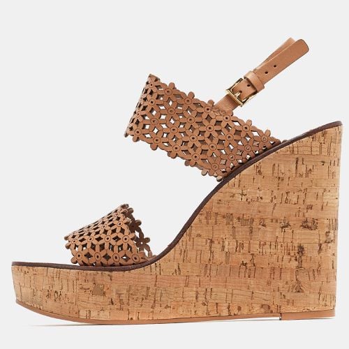 Perforated Leather Daisy Cork Wedge Sandals Size 41 - Tory Burch - Modalova