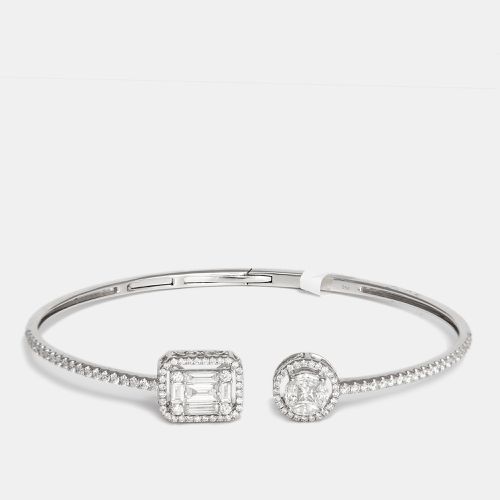 Elegant Multi Shape Diamonds 1.44 cts 18k Gold Open Cuff Bracelet 17 - The Diamond Edit - Modalova