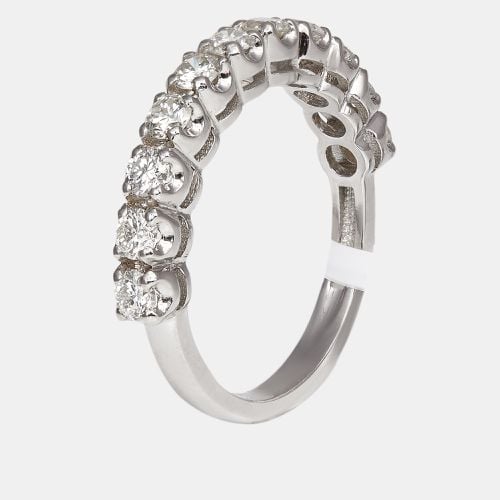 Classic Round Diamond 0.87 ct 18k Gold Half Eternity Wedding Ring Size 54 - The Diamond Edit - Modalova