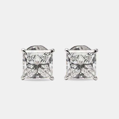 K Gold Princess Cut Lab Grown Diamonds Earrings (Approx 6.00 cts) - The Diamond Edit - Modalova