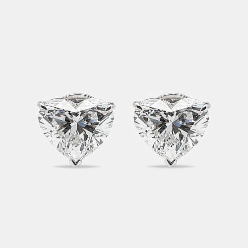 K Gold Heart Brilliant Lab Grown Diamonds Earrings (Approx 6.00 cts) - The Diamond Edit - Modalova