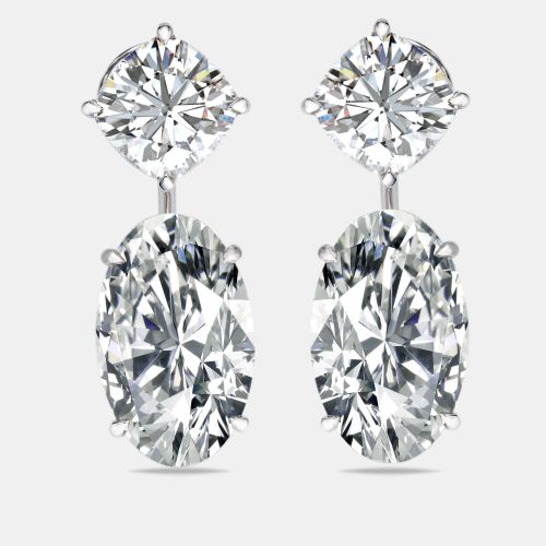 Cts Oval and Cushion Lab Grown Diamond 18k Gold Earrings - The Diamond Edit - Modalova
