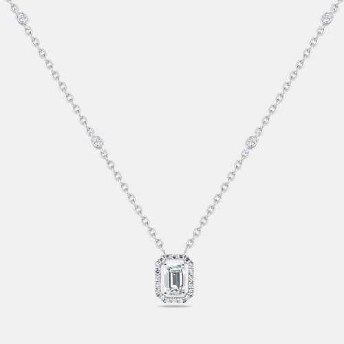 Cts Emerald Round Brilliant Cut 14k Gold Necklace - The Diamond Edit - Modalova